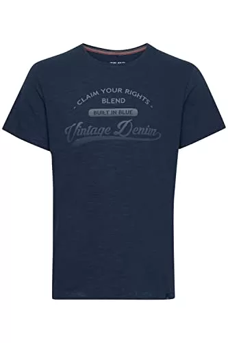 b BLEND T-Shirts Blend BHPillo Herren T-Shirt Kurzarm Shirt mit Print und Rundhalsausschnitt
