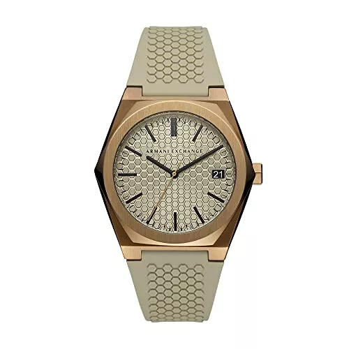 Armani Exchange Uhren Armani Exchange Herrenuhr , DreizeigerDatumswerk, 44MM Braunes Edelstahlgehäuse mit Silikonarmband, AX2813