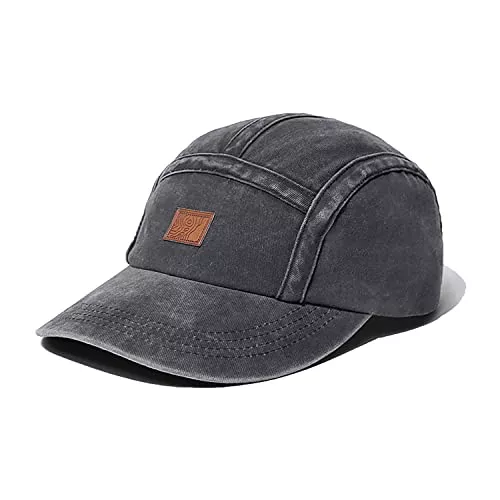 CLAPE Hüte & Mützen CLAPE Washed Basecap Herren 5 Panel Baseball Cap mit Leder Patch Vintage Cap Used Look Verstellbarer Outdoor Kappen UV Schutz Fullcap