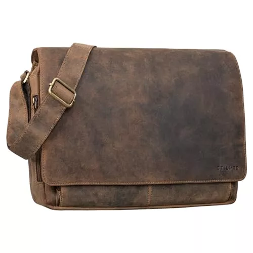 STILORD Taschen & Rucksäcke STILORD 'Tom' Vintage Leder Umhängetasche für Studium Uni Büro Arbeit 15 Zoll Laptoptasche DIN A4 Schultertasche Messenger Bag Echtleder