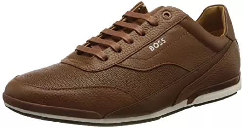 BOSS Sneaker & Sportschuhe BOSS Herren Saturn Lowp Lowtop Sneakers aus genarbtem Leder mit Perforierungen Größe