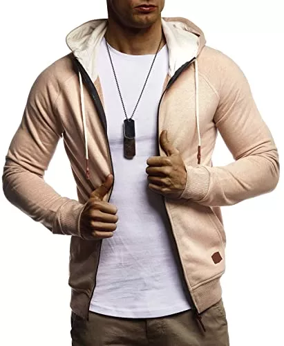 Leif Nelson Kapuzenpullover Leif Nelson Herren Sweatjacke mit Kapuze Slim Fit Baumwolle-Anteil Modernes Hoodie-Cardigan Langarm Männer schwarze Freizeit-Kapuzen-Jacke für Winter Sommer LN8124