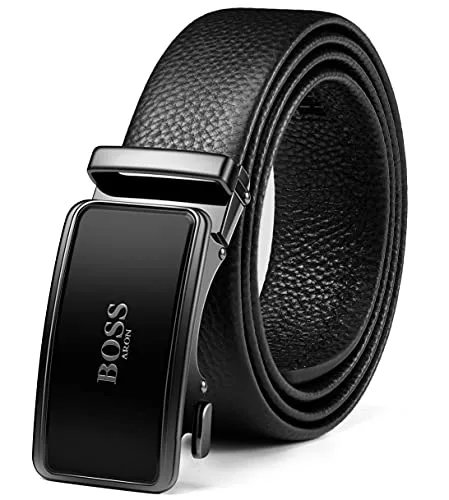 BOSSARON Gürtel BOSSARON Leder Gürtel für Herren Business Anzug,Schwarz Breit 35mm,Größe Einstellbar Leder Gürtel für Herren Business Anzug,Schwarz Breit 35mm,Größe Einstellbar Gürtel