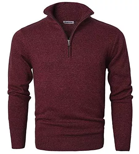 MOCOTONO Pullover & Strickmode MOCOTONO Herren Pullover Reißverschluss Stehkragen Zip Neck Langarm Baumwolle Feinstrick Pullover Sweatshirt