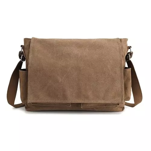 ZKFDP Taschen & Rucksäcke Basics Schultertasche Vintage Crossbody Casual Bequeme Umhängetasche mit mehreren Taschen Große Kapazität Laptop Canvas College Schultasche für Mann Reisen Arbeit Alltag