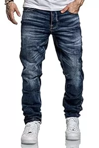 Amaci&Sons Jeans Amaci&Sons Herren Jeans Regular Straight Fit Denim Hose Destroyed A79084