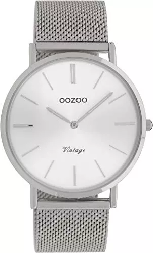 Oozoo Uhren Oozoo Vintage Herren Uhr - Armbanduhr Herren mit 20mm Mesh Armband - Analoge Herren Armbanduhr in rund - auch als Damen Uhr passend
