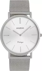 Oozoo Uhren Oozoo Vintage Herren Uhr - Armbanduhr Herren mit 20mm Mesh Armband - Analoge Herren Armbanduhr in rund - auch als Damen Uhr passend