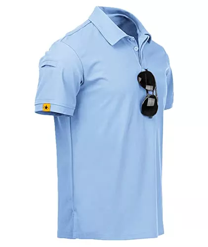 geeksport Poloshirts geeksport Poloshirt Herren Golf Kurzarm Freizeit Sport Polo Tennis Tshirts mit Brillenhalter Knopfleiste Männer Sommer