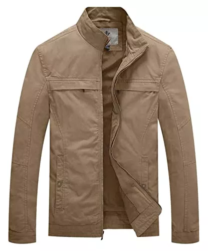 WenVen Jacken WenVen Herren Militär Jacke Leicht Jacke Übergang Feldjacke Cargojacken Kurzjacke Jacke Büro Cotton Jacke Blouson Baumwolle Jacke Business Oberbekleidung