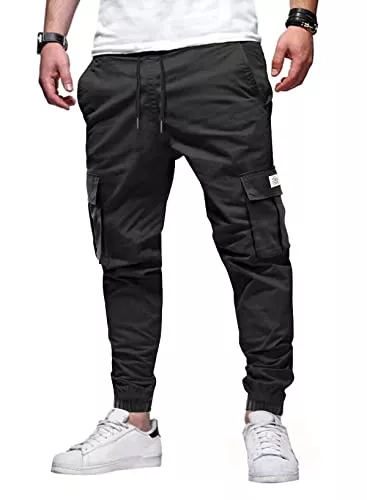 Elegancity Hosen Elegancity Jogginghose Herren Cargohose Einfarbige Hose Männer Causal Sporthose Elastische Freizeithose mit 6 Tasche S-XXL