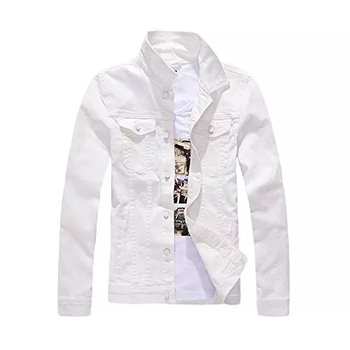 HONGBI Jacken Herren Schlanke Langarm Jeansjacke Einfarbiges Jeans Oberteil Frühling Herbst Klassisch Denim Jacket Trucker Jacke Leichte Bikerjacke Stehkragen Übergangsjack Freizeitjacke Cowboy Mantel