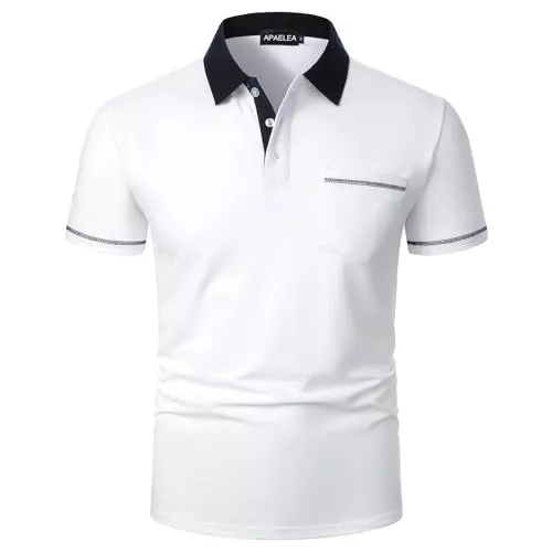 APAELEA Poloshirts APAELEA Herren Poloshirt Kurzarm Basic Button T-Shirt mit Tasche
