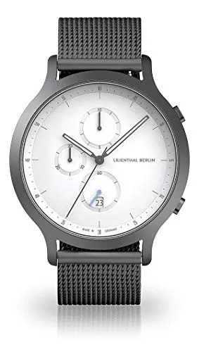 Lilienthal Uhren Lilienthal Berlin, Chronograph Dark Silver White mit Armband Mesh Silver