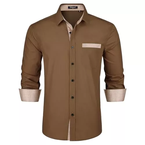 Enlision Hemden Enlision Hemd Herren Langarm Business Hemden Regular Fit Freizeithemd Männer Mordern Hochzeit Hemd mit Tasche