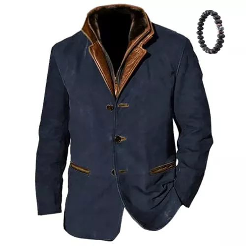 MAOAEAD Blazer MAOAEAD Herren-Vintage-Fleece-Wildlederjacken, Blazer, Reverskragen, Mantel für den Winter, Kunstleder-Westerjacke für Herren