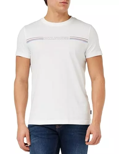 Tommy Hilfiger T-Shirts Tommy Hilfiger Herren T-Shirt Kurzarm Stripe Chest Tee Rundhalsausschnitt