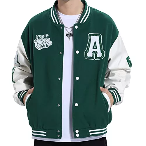 Eocicvvi Jacken Eocicvvi Herren College Jacke Übergangsjacke Damen Freizeit Jacke Harajuku Stil Sportjacke Streetwear Stehkragen Herbst Frühling mit Taschen
