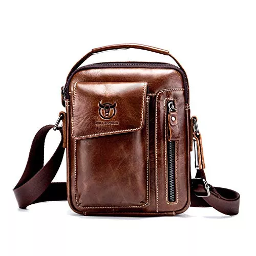 FANDARE Taschen & Rucksäcke FANDARE Vintage Umhängetasche Herren Schultertaschen Leder Arbeitstasche Shoulder Crossbody Messenger Bags Handy Umhängetasche Handtasche Männerhandtasche Arbeit Outdoor Reise Wasserdicht Schulranzen