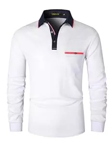 VMSUCIJ Poloshirts VMSUCIJ Poloshirt Herren Langarm Slim Fit Basic Golf Polo Poloshirt mit Farbkontrast Modisch und Vielseitig mit Taschen