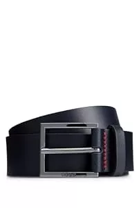 HUGO Gürtel HUGO Herren Geek Sz35 Ledergürtel mit roten Nähten und Logo-Schließe