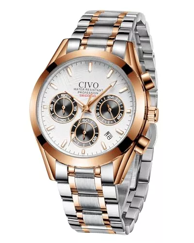 CIVO Uhren CIVO Herren Uhren Klassische Analog Chronograph Armbanduhr Männer Wasserdicht Quarz Datum Leuchtende