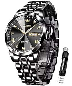 OLEVS Uhren OLEVS Uhren Herren Diamant Business Kleid Analog Quarz Edelstahl Wasserdicht Leuchtdatum Zweifarbig Luxus Casual Armbanduhr Geschenke für Männer