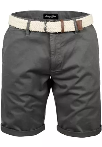Amaci&Sons Shorts Amaci&Sons Herren Chinoshorts inkl. Gürtel Männer Kurze Bermuda Hose Regular Fit Gurt7030