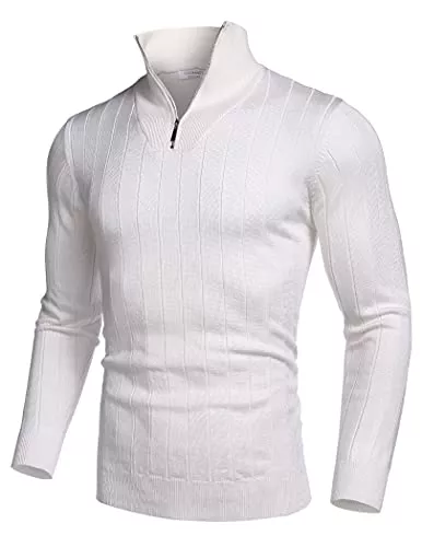 COOFANDY Pullover & Strickmode COOFANDY Rollkragenpullover Herren Langarmshirt Feinstrick Sweater Rollkragen Pullover Kragen mit Zip Neck Langarm Strickpullover Männer Winter