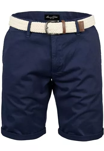 Amaci&Sons Shorts Amaci&Sons Herren Chinoshorts inkl. Gürtel Männer Kurze Bermuda Hose Regular Fit Gurt7030