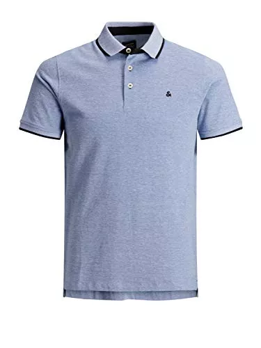 JACK & JONES Poloshirts JACK & JONES Herren Slim Fit Polo Shirt JJEPAULOS Uni Sommer Hemd Kragen Kurz Arm Basic Pique Cotton