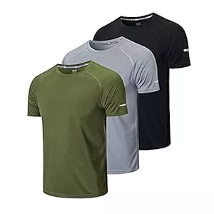 frueo T-Shirts frueo Herren 3er-Pack Workout-Shirts, trockene Passform, feuchtigkeitsableitend, kurzärmelig, Netzstoff, athletische T-Shirts