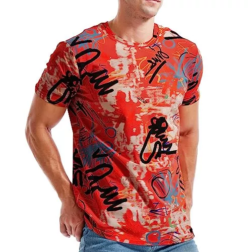 RONOMO T-Shirts RONOMO Herren Mode Krawatte Dye T-Shirt Casual Print T-Shirt Graffiti T-Shirt
