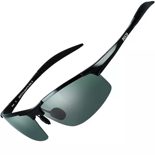 DUCO Sonnenbrillen & Zubehör DUCO Herren Sportbrille Polarisierte Sonnenbrille Fahrerbrille Ultraleichte Al-Mg Metallrahmen UV400-Schutz Männer Sonnenbrillen 8177S