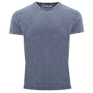 Neverless T-Shirts Neverless® Herren T-Shirt Vintage Shirt Printshirt Basic ohne Aufdruck Used Look Slim Fit