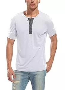 WAZZAP T-Shirts WAZZAP Henley Shirt Herren Kurzarm Grandad-Ausschnitt Casual Slim Fit Rundhals T Shirt mit Knopfleiste