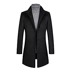 Allthemen Mäntel Allthemen Wintermantel Mantel Herren Lang Slim Fit Herrenmantel Winter Schwarz Business Mantel Herren Wolle Wollmantel