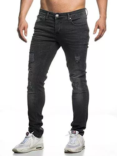 Elara Jeans Elara Herren Jeans Destroyed Slim Fit Hose Denim Stretch Chunkyrayan