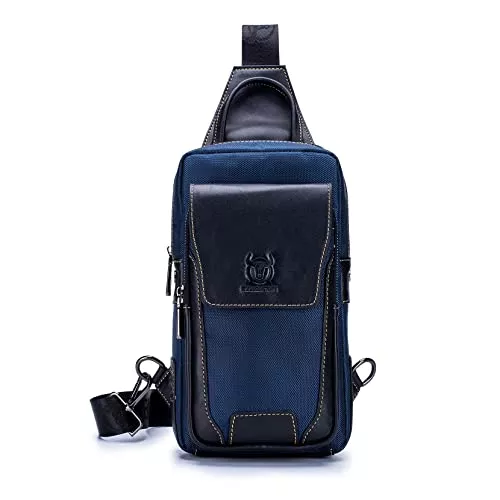 LOONGYOON Taschen & Rucksäcke Sport-Brusttasche Kleine Hängetasche aus Leder für Männer Modische und Trendige Crossbody-Tasche Reisen Einkaufen Quadratische Vertikale Handtasche