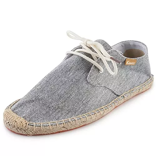 Kentti Flache Schuhe Kentti Herren Classic Solid Covered Lace-Up Espadrilles