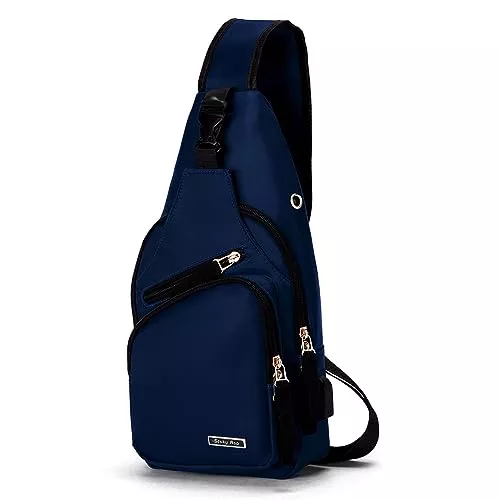 Seoky Rop Taschen & Rucksäcke Seoky Rop Rucksack für Herren und Damen, Nylon, wasserabweisend, Schultertasche, Brusttasche, Umhängetasche mit USB-Ladeanschluss
