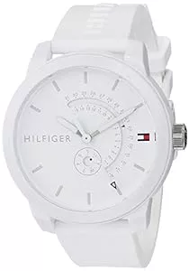 Tommy Hilfiger Uhren Tommy Hilfiger Analog Quarzuhr für Herren mit Weisses Silikonarmband - 1791481