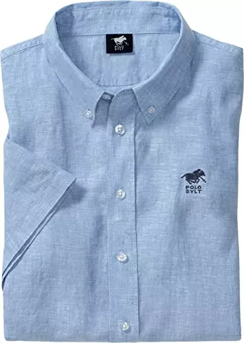 Polo Sylt Hemden Polo Sylt Herren Leinenhemd Kurzarm, leichtes Sommerhemd aus 100% Leinen, lässig-Elegante Herrenmode mit Thermoregulation für warme Tage, Gr. M - XXXL