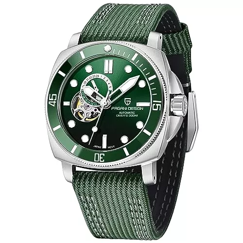 PAGRNE DESIGN Uhren Herrenuhr Pagani Design Mechanische Automatische Armbanduhr Japan NH39 Uhrwerk Wasserdicht bis 200M Leuchtendes Saphirglas Nylon Armband…