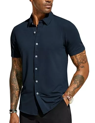 PaulJones Hemden PaulJones Hemd Herren Kurzarm Business Bügelfreie Hemden Regular Fit Atmungsaktiv