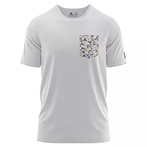 FORSBERG T-Shirts FORSBERG T-Shirt mit Brusttasche im polygonen Design Weiss, Petrol