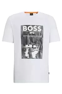 BOSS T-Shirts BOSS Herren Te BossTicket Regular-Fit T-Shirt aus Baumwolle mit Artwork der Saison