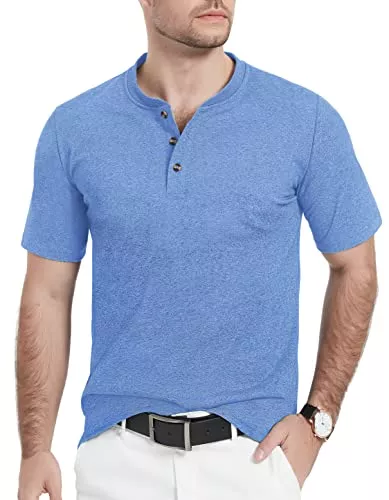 TACVASEN T-Shirts TACVASEN Herren 3 Knöpfen T-Shirts Casual Henley Shirt Kurzarm Sommer Beach Tee Shirts Leicht Arbeitshemd Freizeitshirt