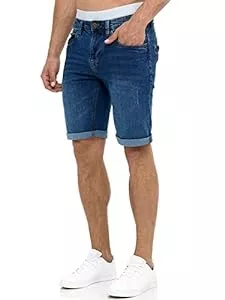 Indicode Shorts Indicode Herren Caden Jeans Shorts mit 5 Taschen | Herrenshorts Used Look für Männer