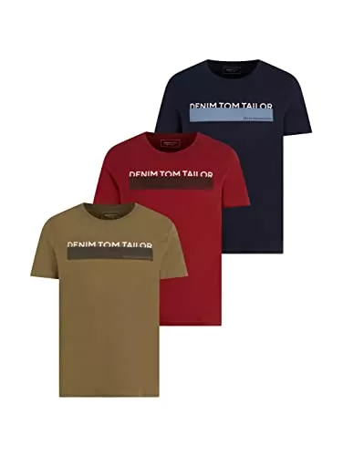 TOM TAILOR Denim T-Shirts TOM TAILOR Denim Herren Triplepack T-Shirt mit Print